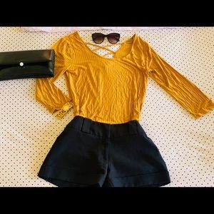 Mustard 3/4 sleeved cross back Top 🧡